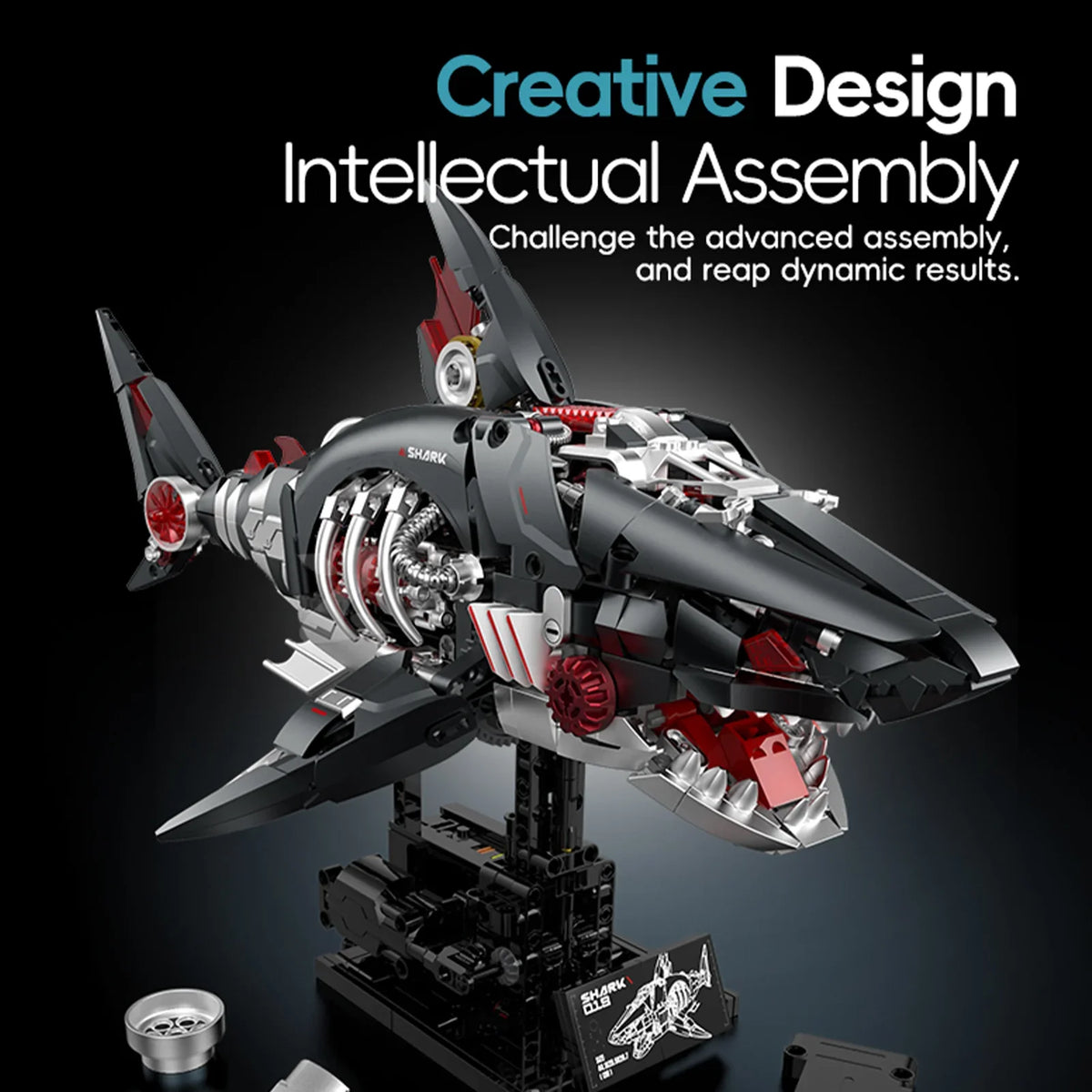 Cyberpunk Mechanical Shark Building Blocks