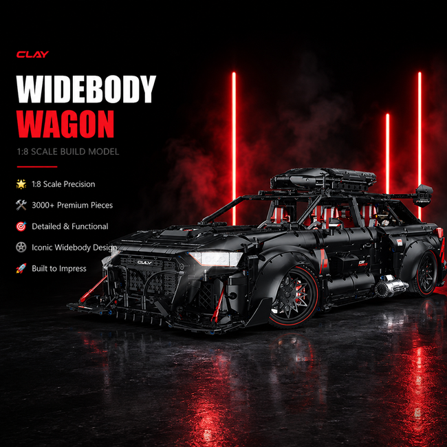 1:8 Widebody Modified Wagon Building Set — Matte Black