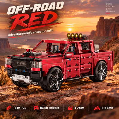 1:14 RC Off-Road Pickup Truck Building Set — Electroplated Red