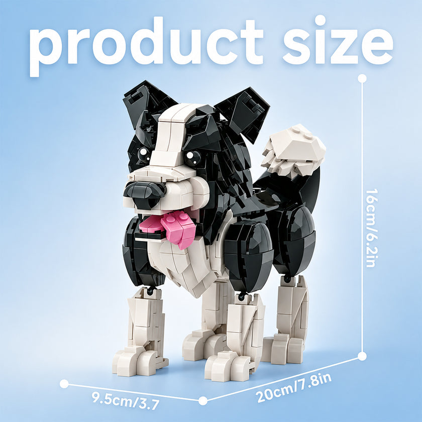 Border Collie Brick Model – Poseable Dog with Wagging Tail Building Set