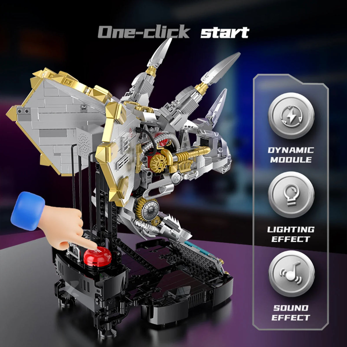 Motorized Triceratops Skull Building Kit