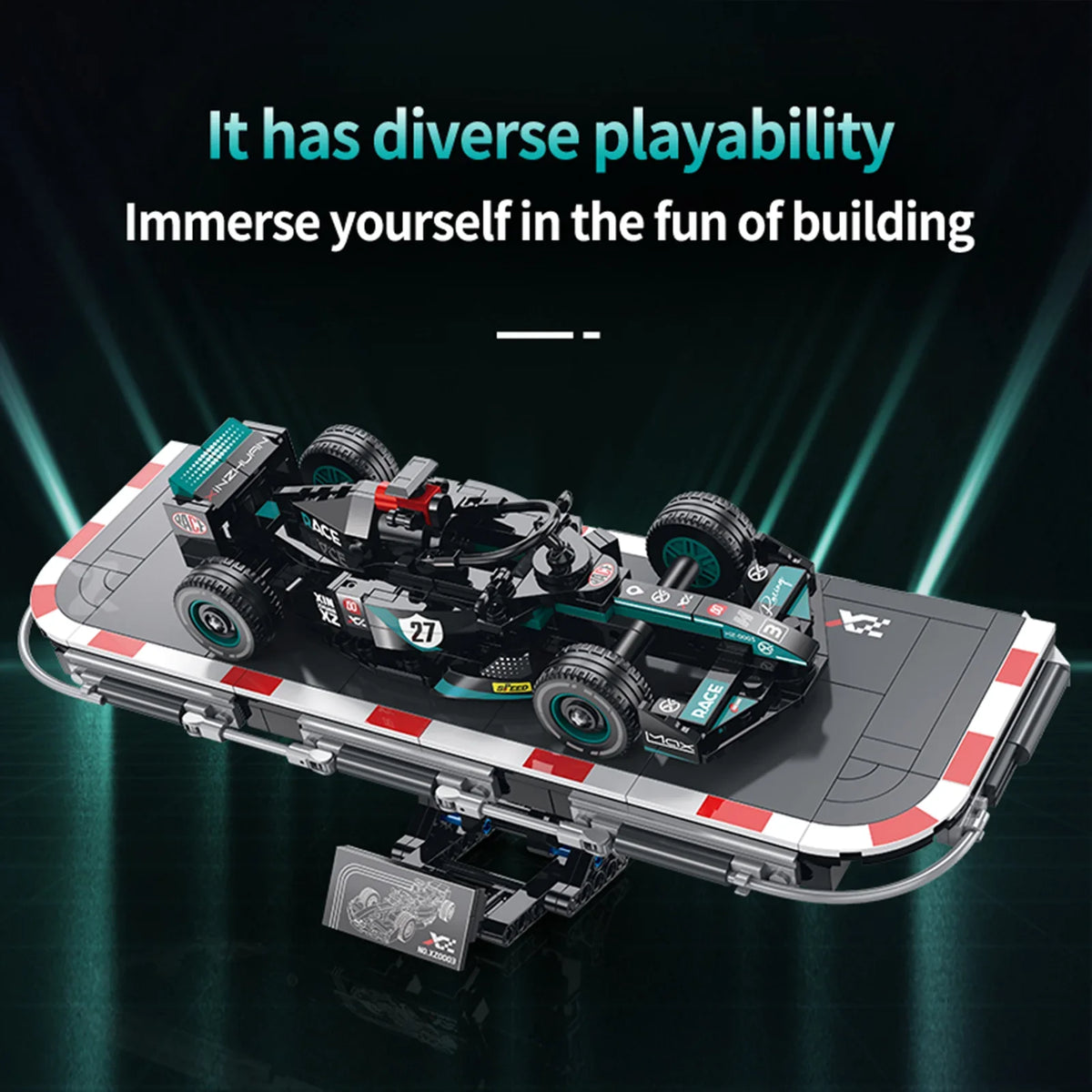 Formula Racing Car Building Set — Black/Teal