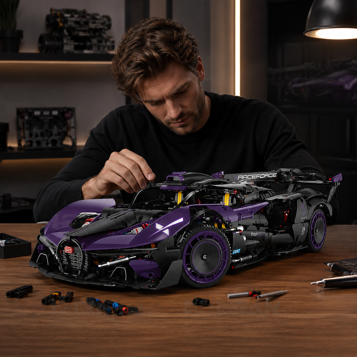 1:8 Futuristic Hypercar Building Set — Noir Purple