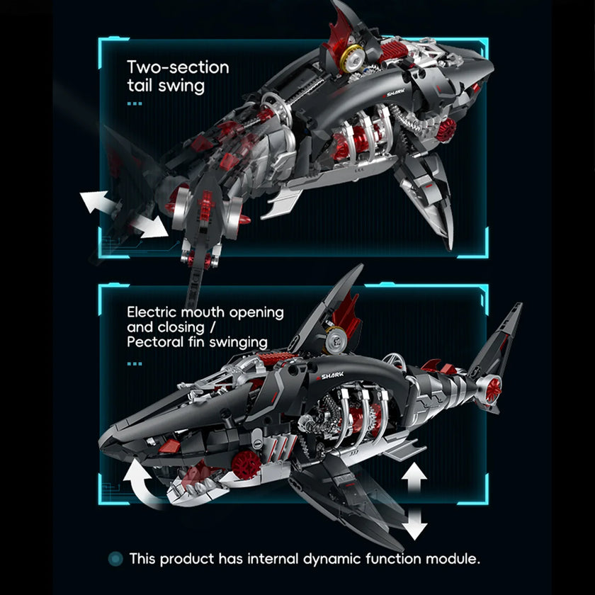 Cyberpunk Mechanical Shark Building Blocks