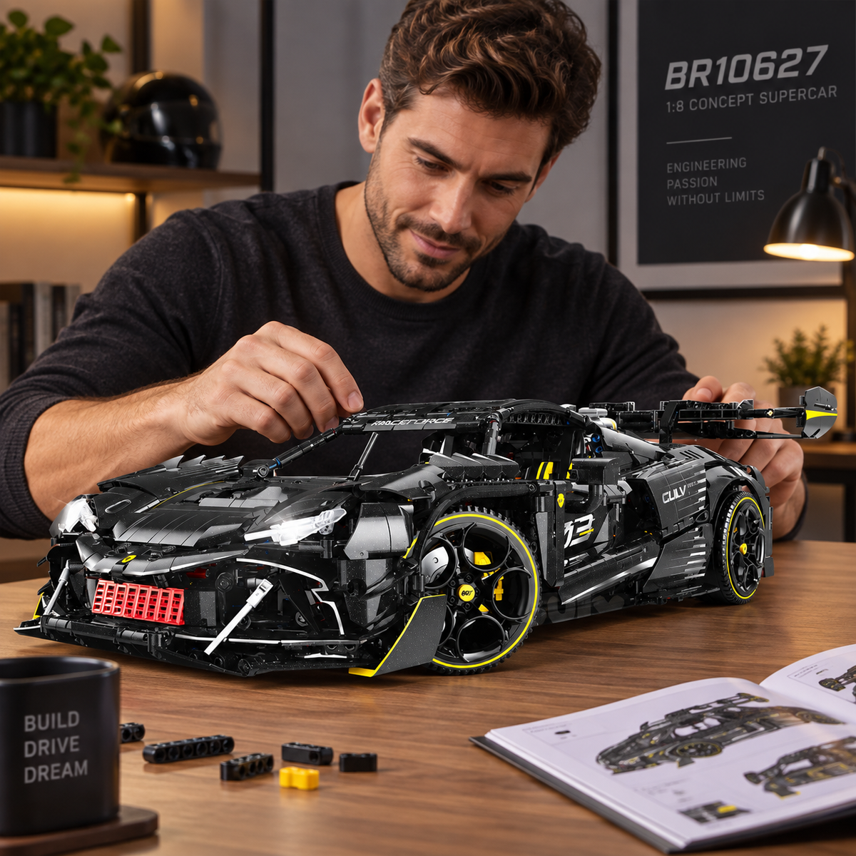 1:8 Track Supercar Building Set — Meteorite Black