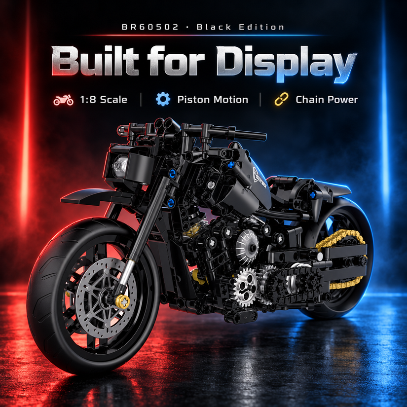 1:8 Blacked-Out Cruiser Motorcycle Building Kit