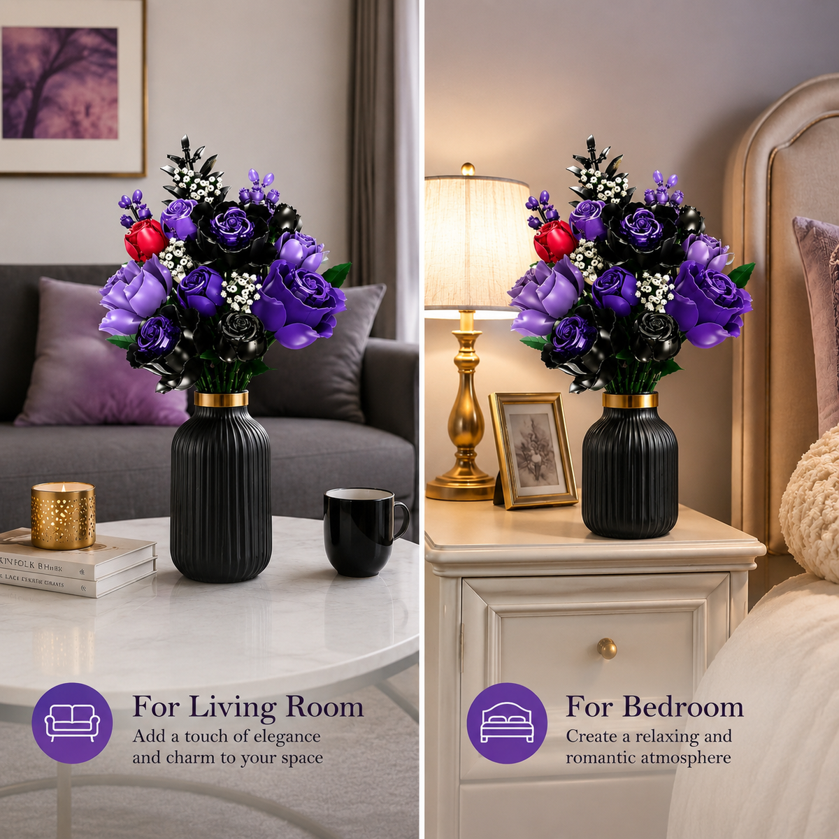 Gothic Rose Bouquet Building Set – A Dark Floral Centerpiece That Never Wilts