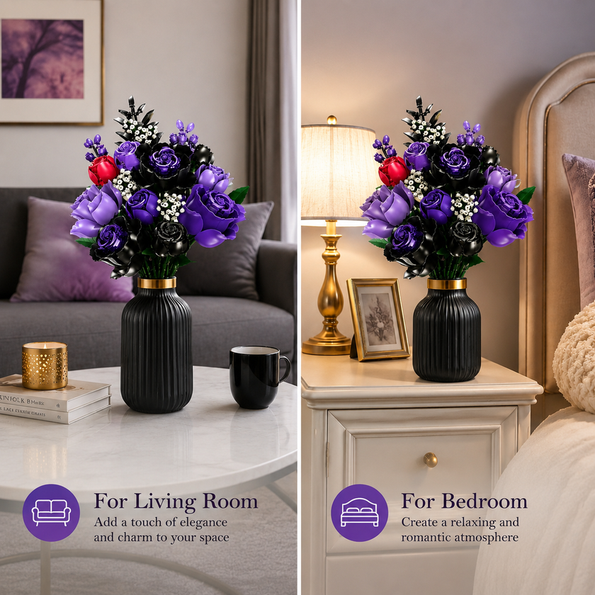 Gothic Rose Bouquet Building Set – A Dark Floral Centerpiece That Never Wilts