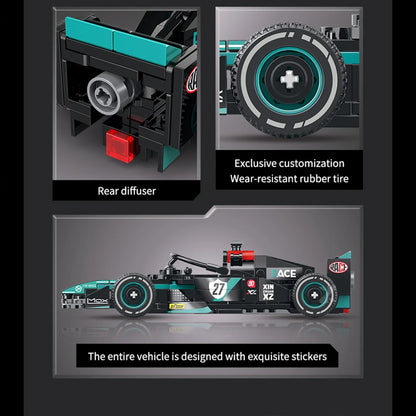 Formula Racing Car Building Set — Black/Teal