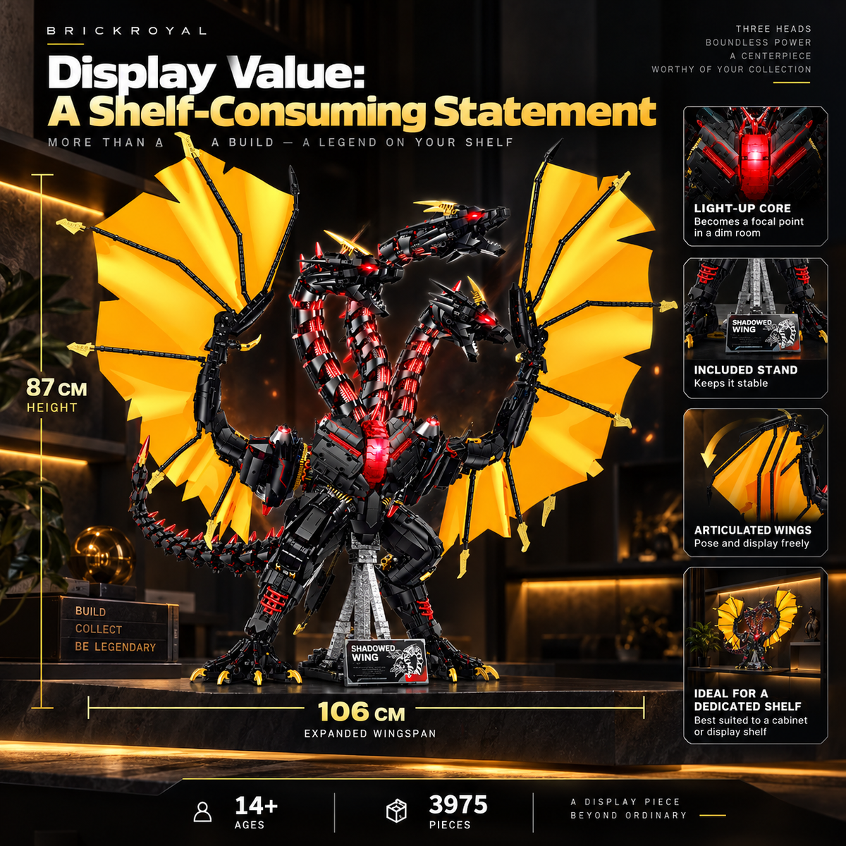 Three-Headed Mechanical Dragon Building Set