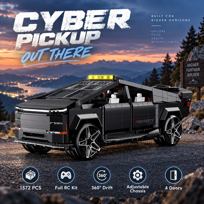 1:14 Cyber Pickup Truck RC Building Set — Matte Black