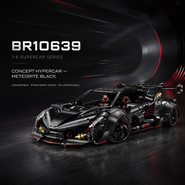 1:8 Concept Hypercar Building Set — Meteorite Black
