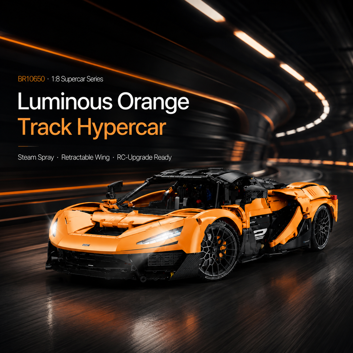 1:8 Track Hypercar Building Set — Luminous Orange