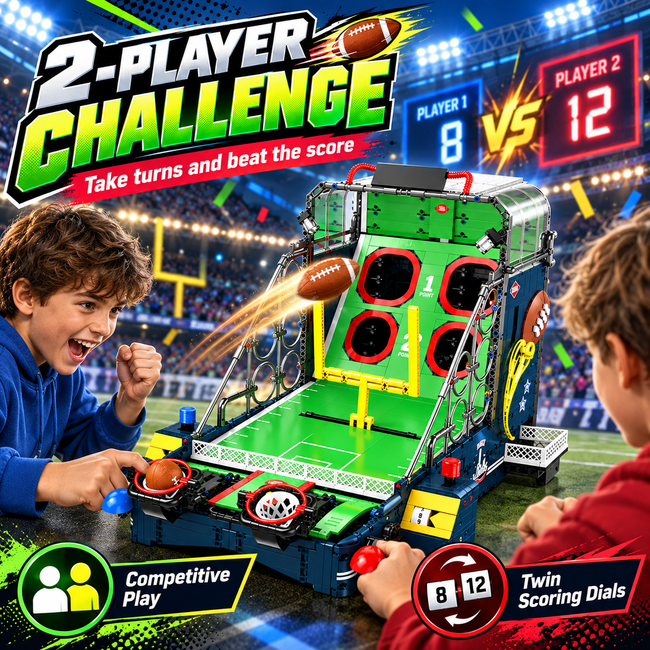 American Football Building Set – 2,272 Pieces, Moving Goalposts & LED Lights