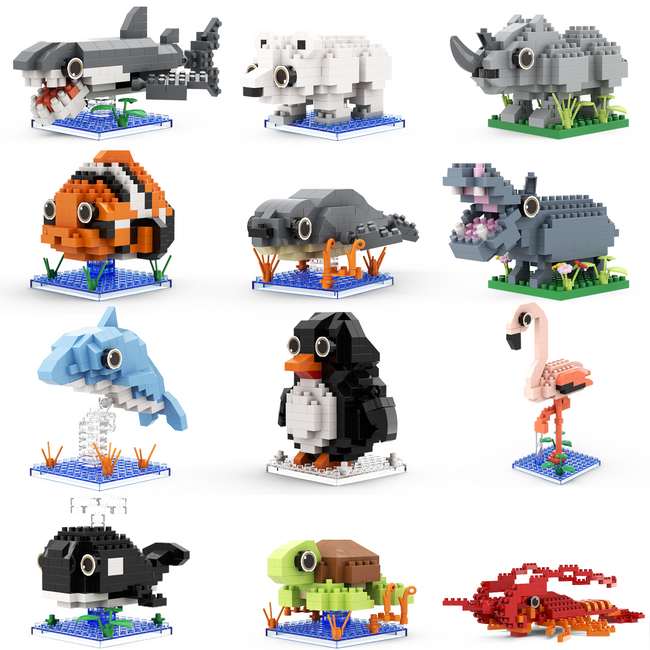 Build a Mini Ocean World: 12 Sea & Polar Animals in One Micro Brick Set