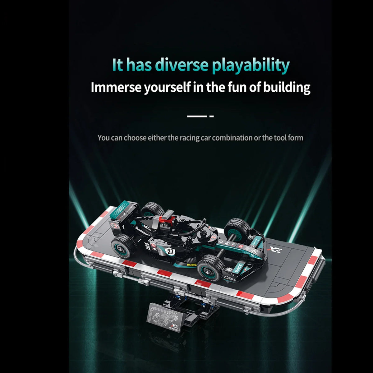 Formula Racing Car Building Set — Black/Teal