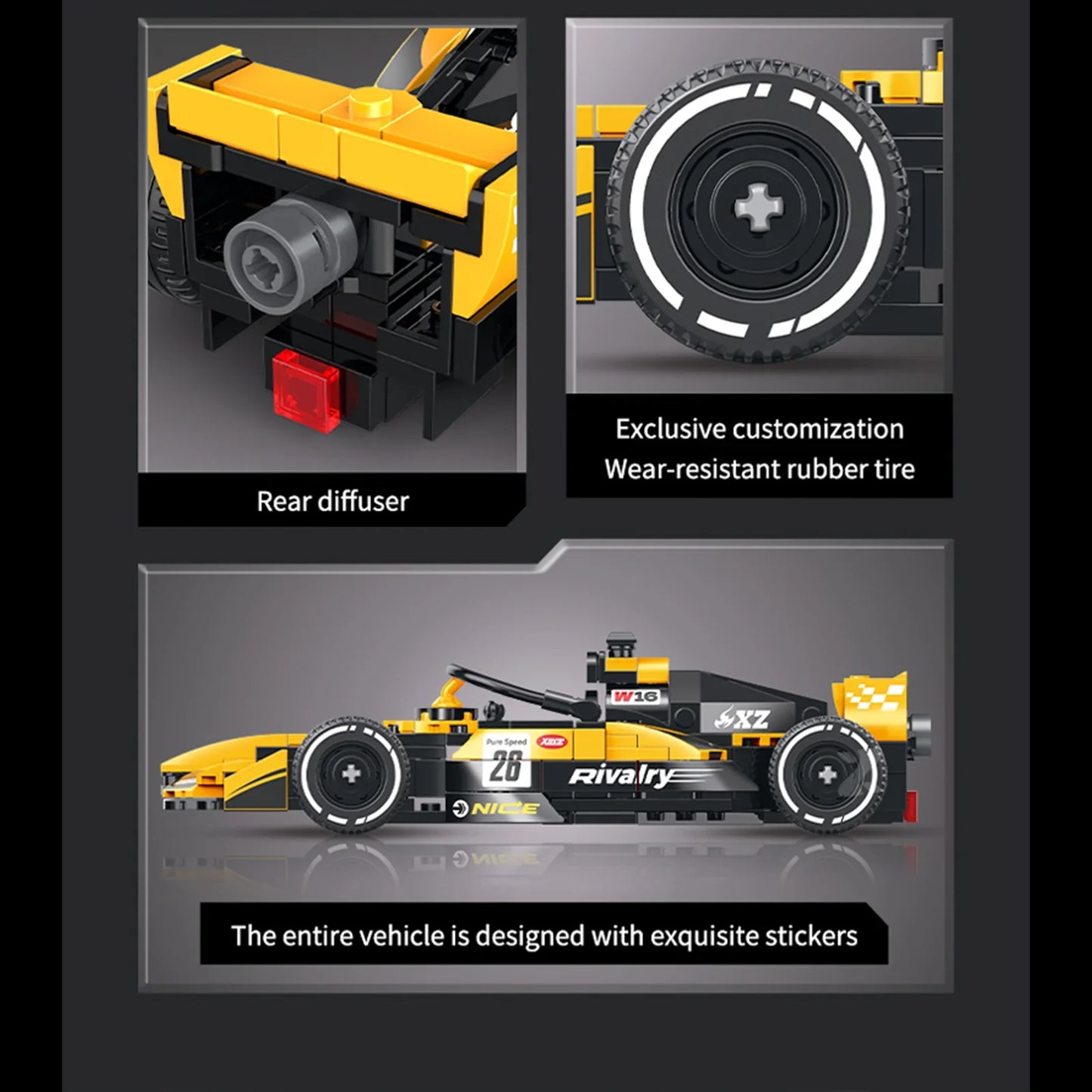 Formula Racing Car Building Set — Yellow/Black
