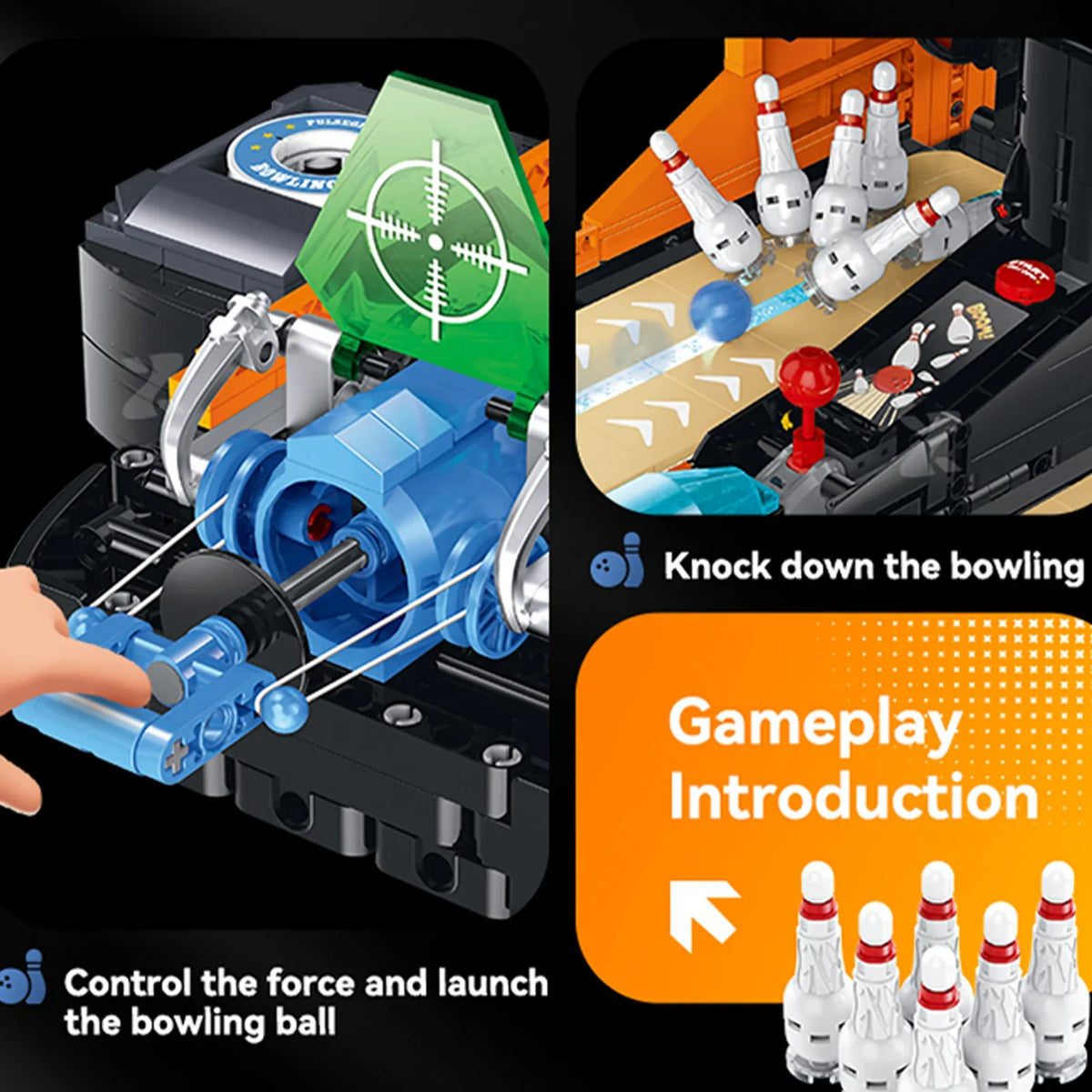 Motorized Two-Lane Bowling Table Building Blocks
