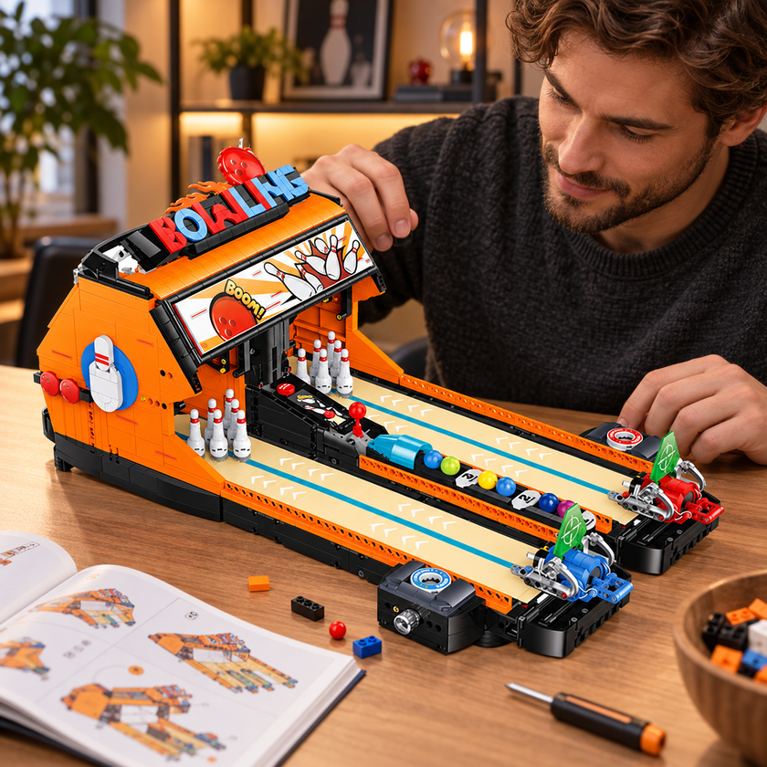 Motorized Two-Lane Bowling Table Building Blocks