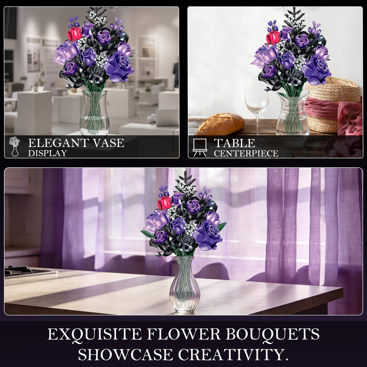 Gothic Rose Bouquet Building Set – A Dark Floral Centerpiece That Never Wilts