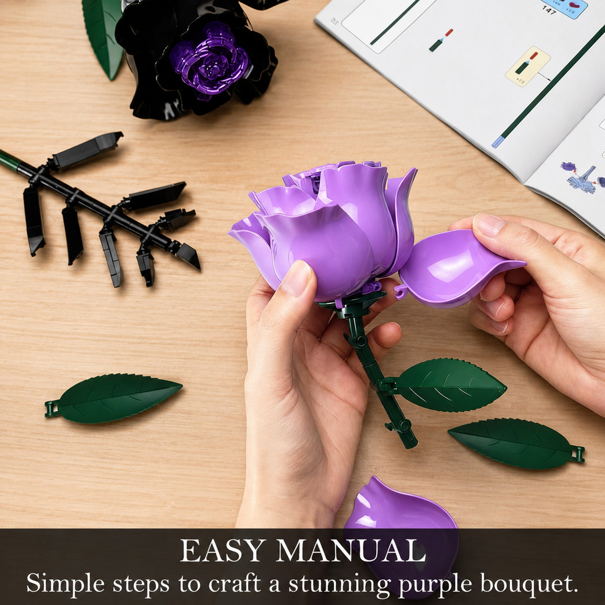 Gothic Rose Bouquet Building Set – A Dark Floral Centerpiece That Never Wilts