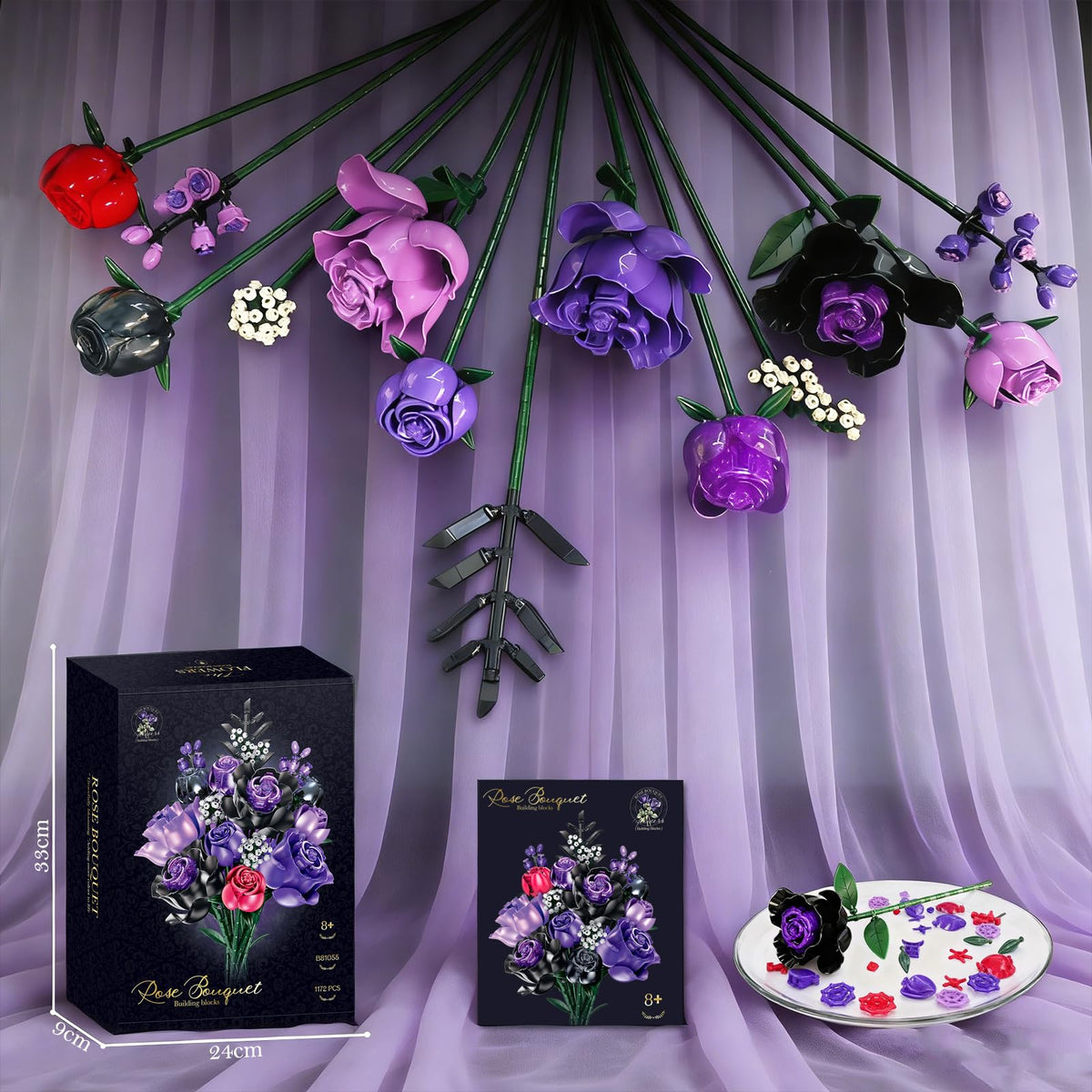 Gothic Rose Bouquet Building Set – A Dark Floral Centerpiece That Never Wilts