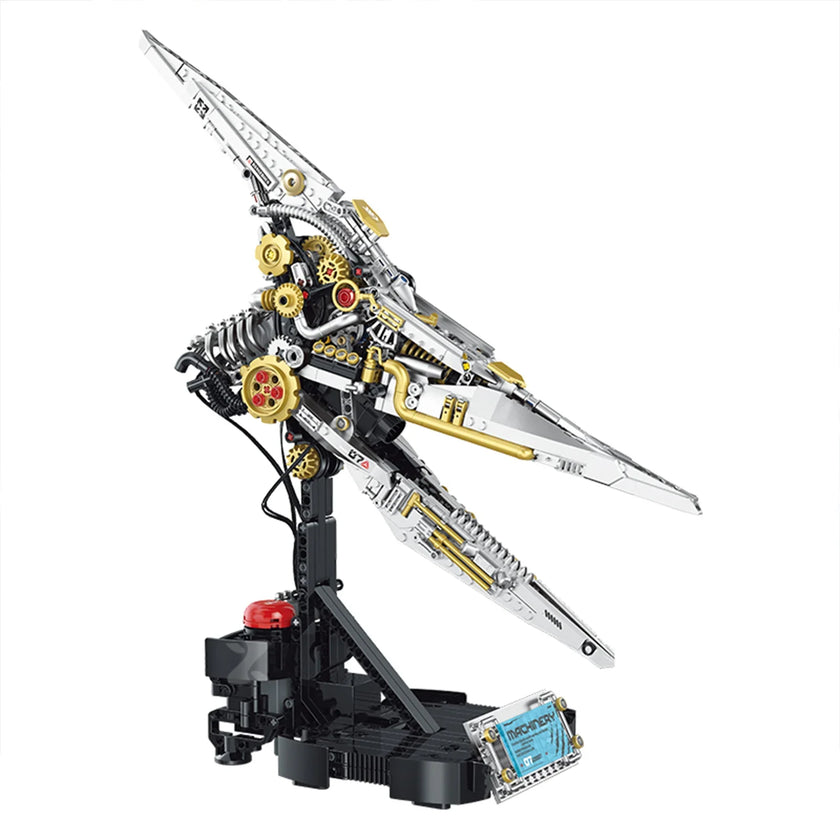 Build an 888-piece motorized pterosaur skull with moving beak, green LED eye, roar and mist. 17.4 inches tall — the largest in the DinoMech series.