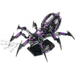 BRICKROYAL 971pcs cyberpunk mechanical spider assembly kit with LED lights, full-body gear linkage and movable eight legs. Remote motor crawling function requires extra purchase. Designed for users aged 14+, great for mechanical assembly, desk display and tech fan gifts.