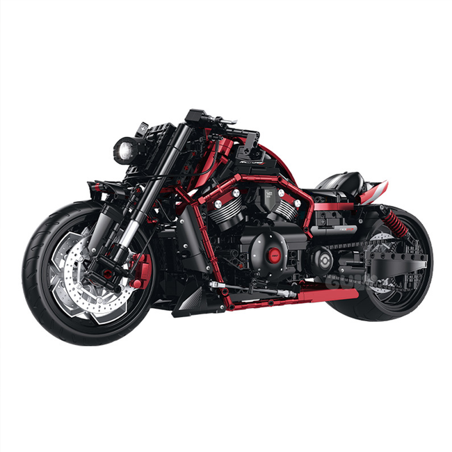 Red-Black Mechanical Brick Motorcycle Building Set