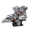 BRICKROYAL 867-piece V-twin engine building kit with motorized gear linkage, simulated spray, transparent cylinder cover, light and sound effects. Recommended for ages 14+, great for STEM education, mechanical display and assembly enthusiasts.