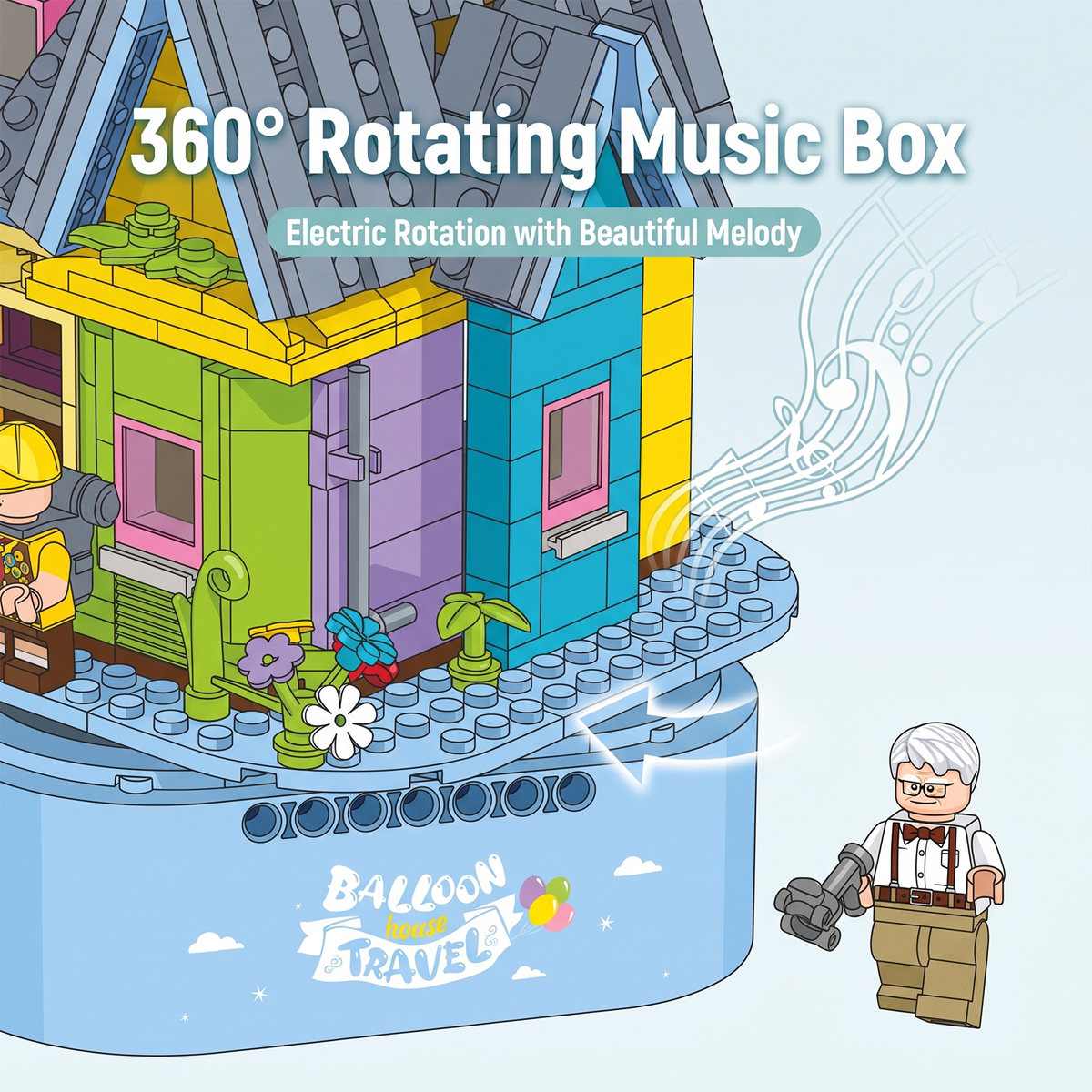 Balloon Cottage Rotating Music Box Building Set