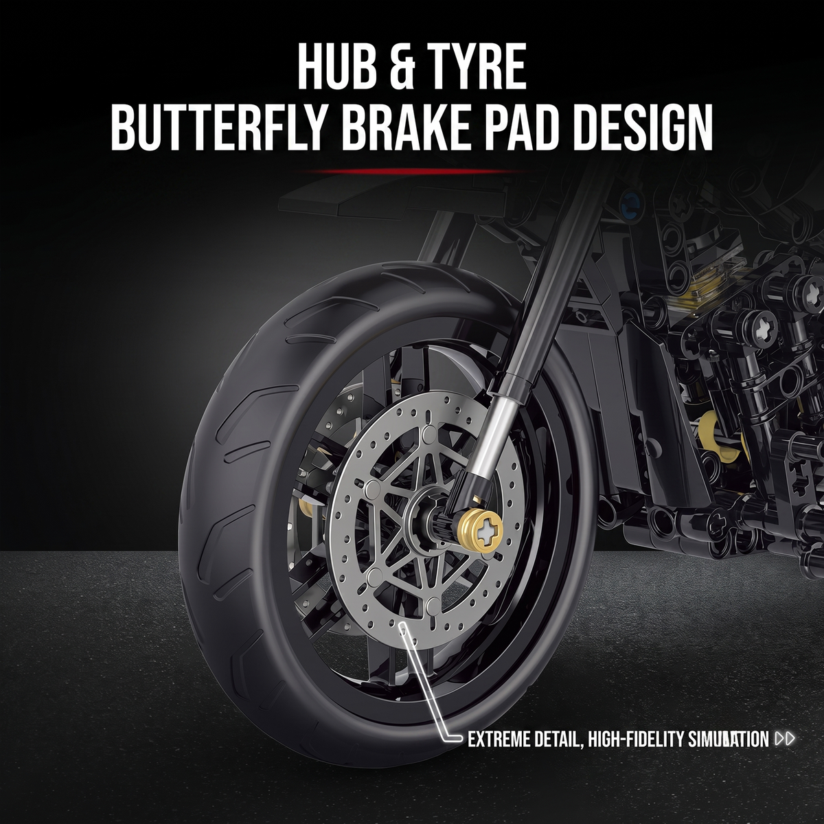 1:8 Blacked-Out Cruiser Motorcycle Building Kit