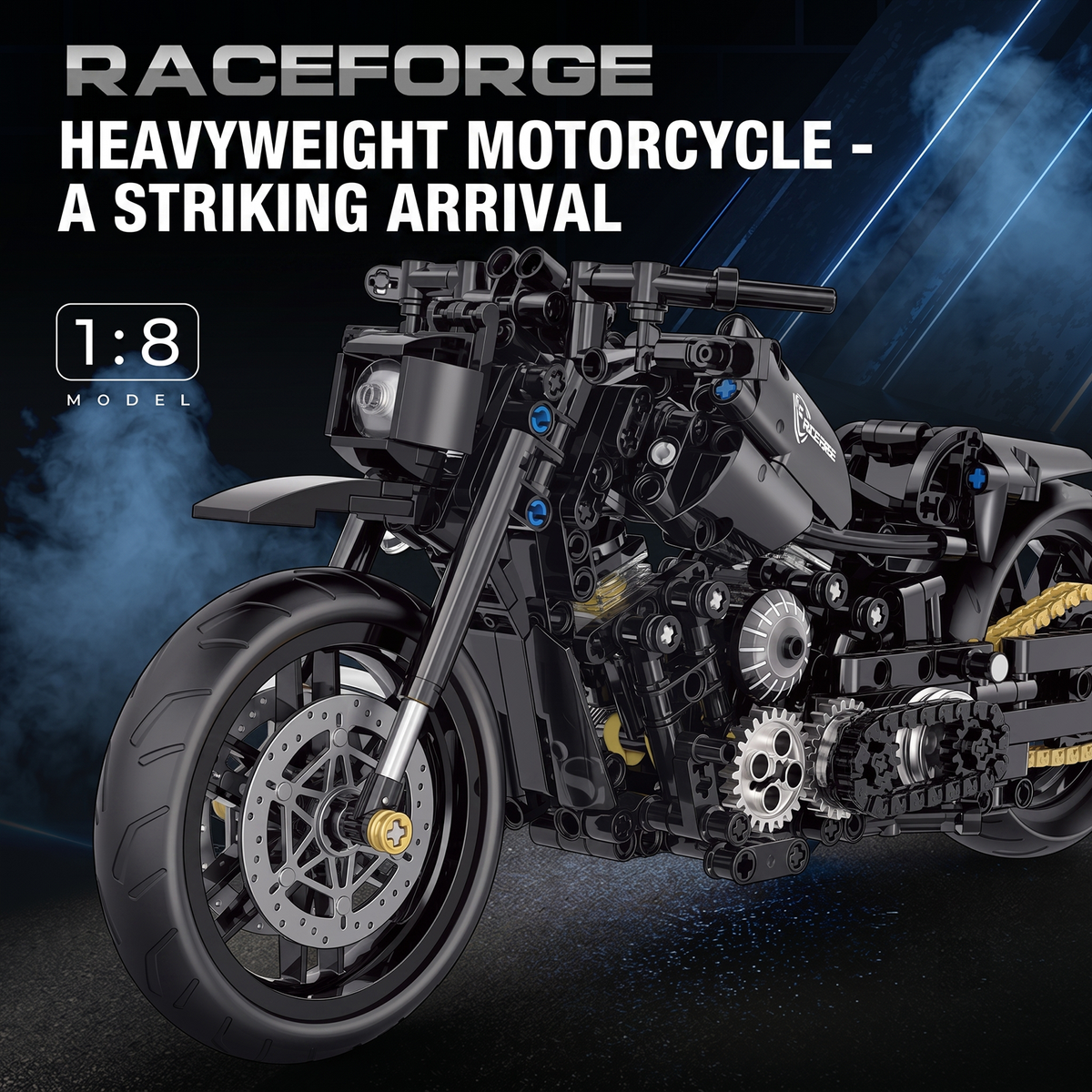 1:8 Blacked-Out Cruiser Motorcycle Building Kit