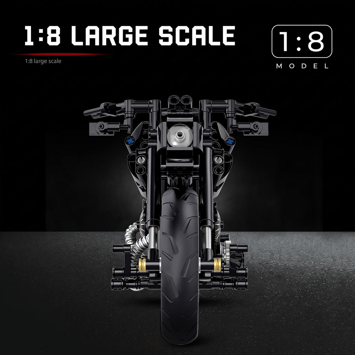 1:8 Blacked-Out Cruiser Motorcycle Building Kit