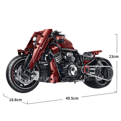 1:5 Candy-Red Modified Custom Cruiser Motorcycle Building Kit