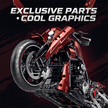 1:5 Candy-Red Modified Custom Cruiser Motorcycle Building Kit