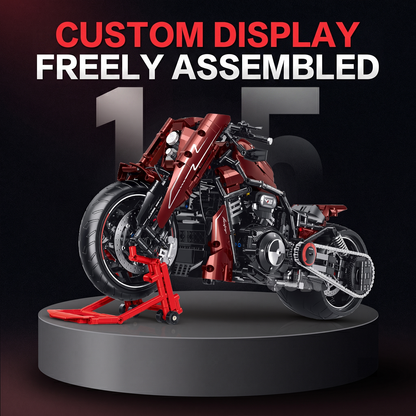 1:5 Candy-Red Modified Custom Cruiser Motorcycle Building Kit