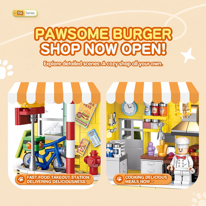 Cat Burger Shop Modular Street-View Building Set