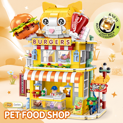 Cat Burger Shop Modular Street-View Building Set