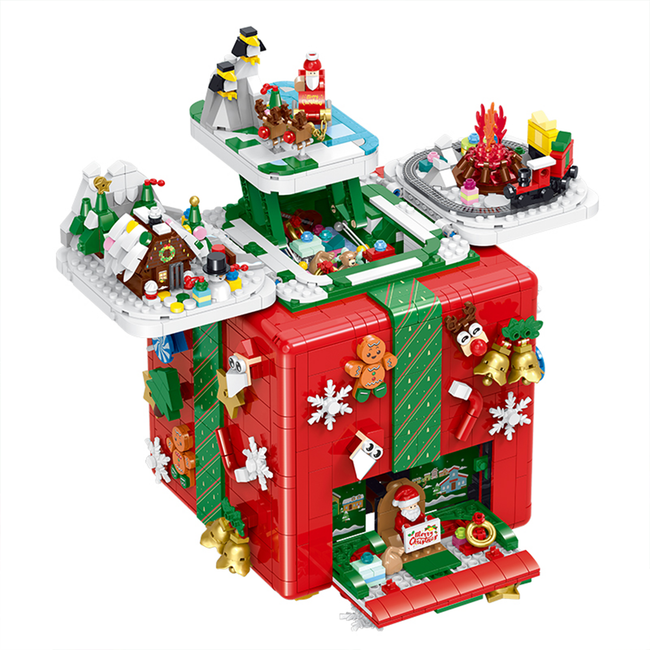 A 2,656-piece Christmas gift box that unfolds into 4 winter scenes, with a built-in music box, ambient LED lights and a greeting card. Collectible, 14+.