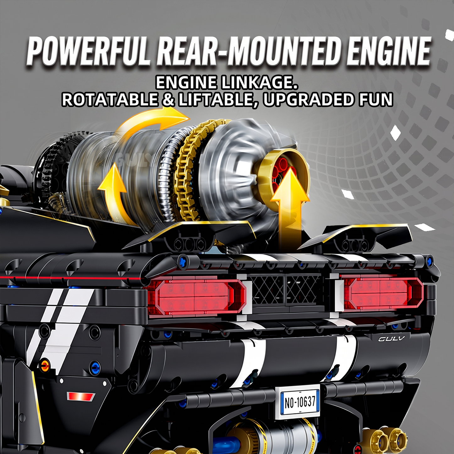 1:8 Classic Muscle Race Car Building Set — Black & Gold