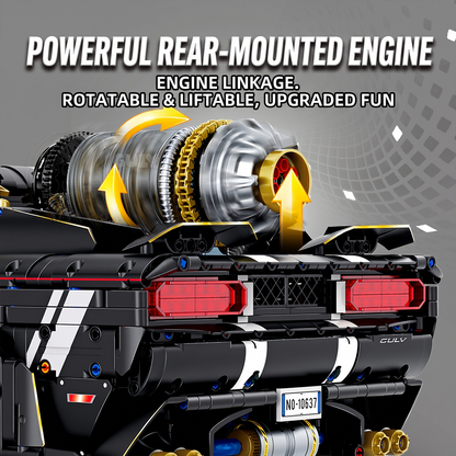 1:8 Classic Muscle Race Car Building Set — Black & Gold