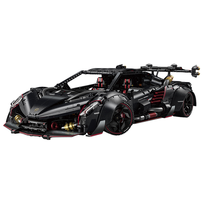 A 3,809-piece 1:8 meteorite-black concept hypercar with a convertible roadster roof, gull-wing doors and simulated engine. RC-upgradeable steam spray. 14+.