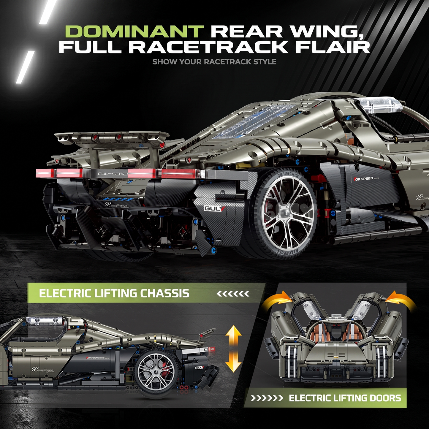 1:8 Concept Supercar Building Set — Gunmetal Grey