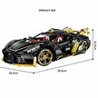 1:8 Concept Hypercar Building Set — Matte Black & Gold
