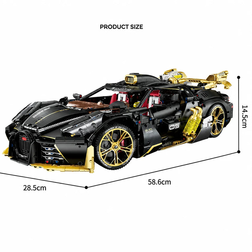 1:8 Concept Hypercar Building Set — Matte Black & Gold