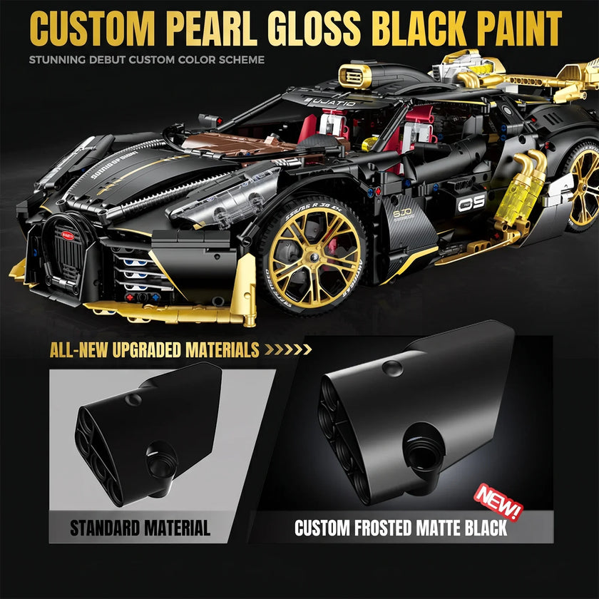 1:8 Concept Hypercar Building Set — Matte Black & Gold