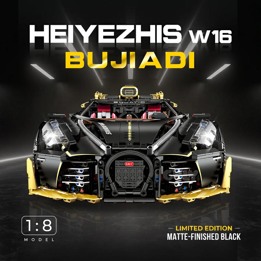 1:8 Concept Hypercar Building Set — Matte Black & Gold