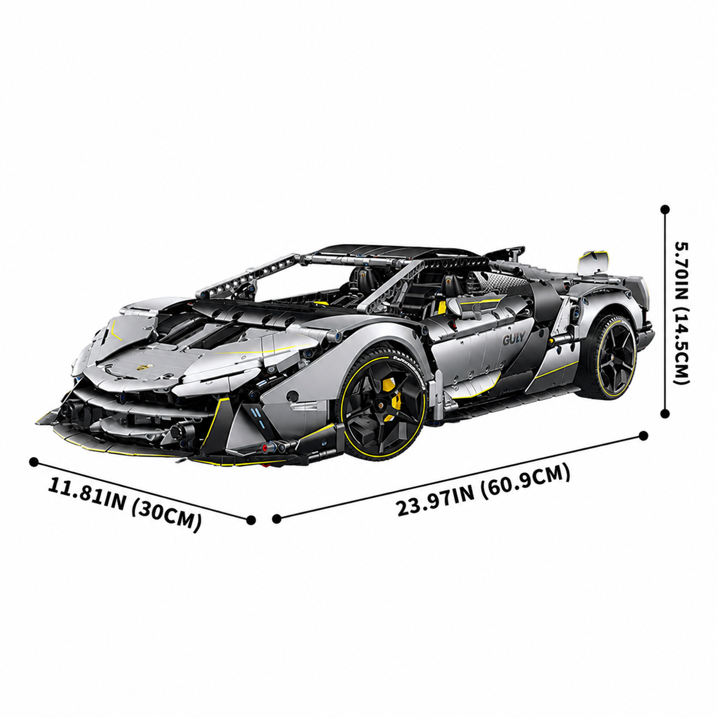 1:8 Concept Supercar Building Set — Electroplated Silver