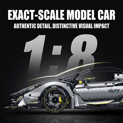 1:8 Concept Supercar Building Set — Electroplated Silver